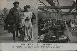 Oh, What A Difference! "Common on, Ow'd Lass, This Licks Winding" England Postcard Postcard Postcard