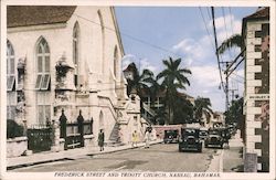 Frederick Street and Trinity Church, Nassau, Bahamas Postcard