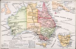 Political Map of Australia Postcard Postcard Postcard