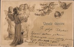 Croatian Christmas Card with Angels Postcard