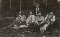 Seven Men and a Dog Postcard