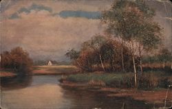 Autumn landscape with house Postcard