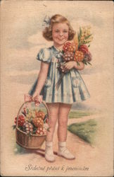 Czech Girl: Srdečně přáni k jmeninám Postcard