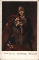 The blind violinist - J. Cermak Postcard