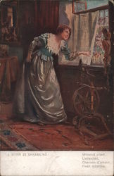 Woman Gazing Out Window Postcard