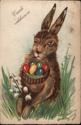 Happy Easter (Czech) With Bunnies Postcard Postcard Postcard