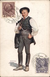 Trachten aus der Budweiser Sprachinsel - Traditional custome from the Budejovice linguistic enclave Ceske Budejovice, Czech Repu Postcard