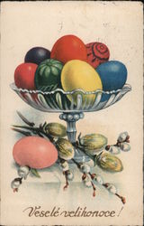 Happy Easter - Compote Filled With Dyed Eggs Postcard