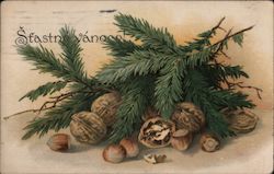 Šťastné Vánoce - Walnuts, Pine Boughs Postcard