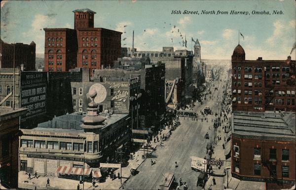 Ariel view of 16th Street, north from Harney, showing the Schlitz Hotel