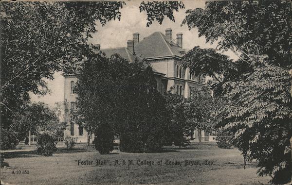 Black and white view of Foster Hall, A. & M. College of Texas Bryan