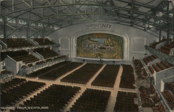 Interior view of The Forum hall showing the stage and the seating area Wichita Kansas