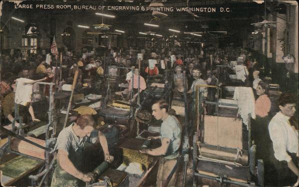 Large Press Room, Bureau of Engraving & Printing Washington District of Columbia