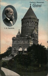 The Garfield Memorial, with inset photo of US President James A Garfield. Cleveland, OH Postcard Postcard Postcard