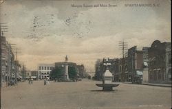 Morgan Squar and Main Street Spartanburg, SC Postcard Postcard Postcard