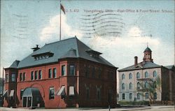 Post Office & Front Street School Postcard