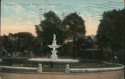 Onondage Circle and Fountain, Syracuse, N.Y. - A fountain surrounded by a garden in a park Postcard