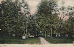 Hamburg Park, Hamburg, N.Y. - a park scene with a large cannon New York Postcard Postcard Postcard