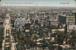 Birds Eye View east from High School Postcard