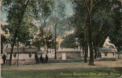 Statuatory in Wonderland Park Postcard