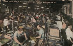 Large Press Room, Bureau of Engraving & Printing Postcard