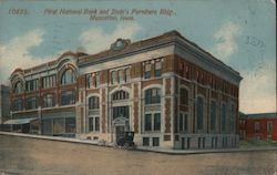 First Natural Bank and Stein's Furniture Bldg., Muscatine, Iowa. Postcard