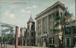 The Y. M. C. A. building and surrounding street view Postcard