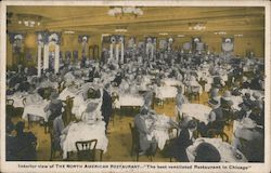 Interior View of The North American Restaurant "The Best Ventilated Restaurant in Chicago" Postcard