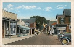 Commercial Street, Looking East - Cape Cod Postcard