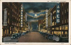 Curtis Street, by night Denver, CO Postcard Postcard Postcard