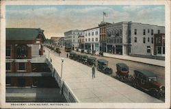 Broadway Looking East Mattoon, IL Postcard Postcard Postcard