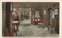 Main Room, Showing Dining Room in Rear, Oldest House in the U.S., St. Francis St. St. Augustine, FL Postcard Postcard Postcard