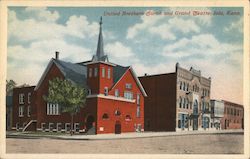 United Brethern Church and Grand Theatre Postcard