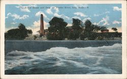 City Power House and Dam on Neosho River Postcard