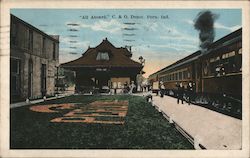 "All Aboard" C. & O. Depot Peru, IN Postcard Postcard Postcard