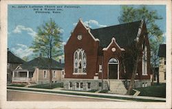St. John's Lutheran Church and Parsonage - 3rd & Walnut Street Postcard
