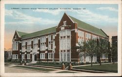 Library, Kansas State Teachers College Postcard