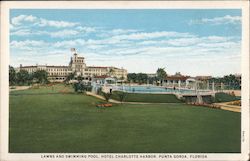 Lawns and Swimming Pool, Hotel Charlotte Harbor Postcard