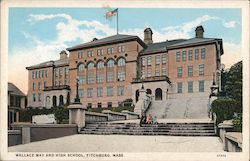 Wallace Way and High School Fitchburg, MA Postcard Postcard Postcard