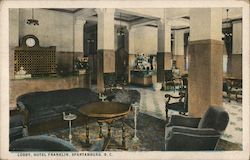 Lobby, Hotel Franklin Spartanburg, SC Postcard Postcard Postcard