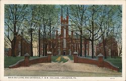 Main Building and Entrance, F. & M. College Lancaster, PA Postcard Postcard Postcard