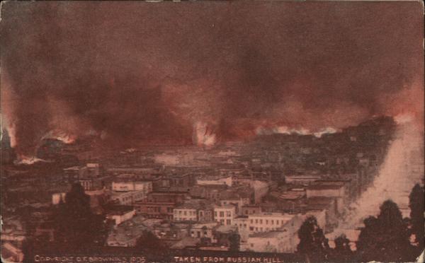 Fire Scene from Russian Hill San Francisco California