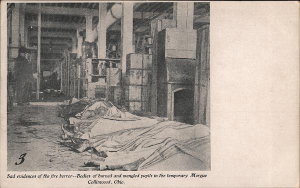 Sad Evidence of the Fire Horror Bodies of Burned and Mangled Pupils In The Temporary Morgue Collinwood
