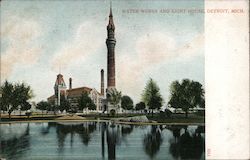 Water Works and Light House Postcard