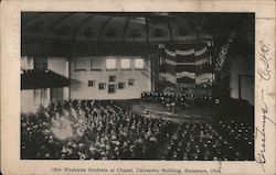 Ohio Wesleyan Students at Chapel, University Building Postcard