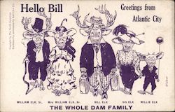 The Whole Dam Elk Family Atlantic City, NJ Postcard Postcard Postcard