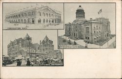 Convention Hall, City Hall and Market, U.S. Custom House and Post Office Postcard