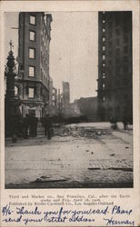 Third and Market Sts. After The Earthquake and Fire April 18, 1906 San Francisco, CA 1906 San Francisco Earthquake Postcard Post Postcard