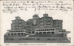 Hotel Rider Cambridge Springs, PA Postcard Postcard Postcard