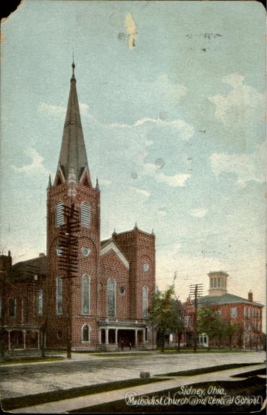 Methodist Church And Central School Sidney Ohio